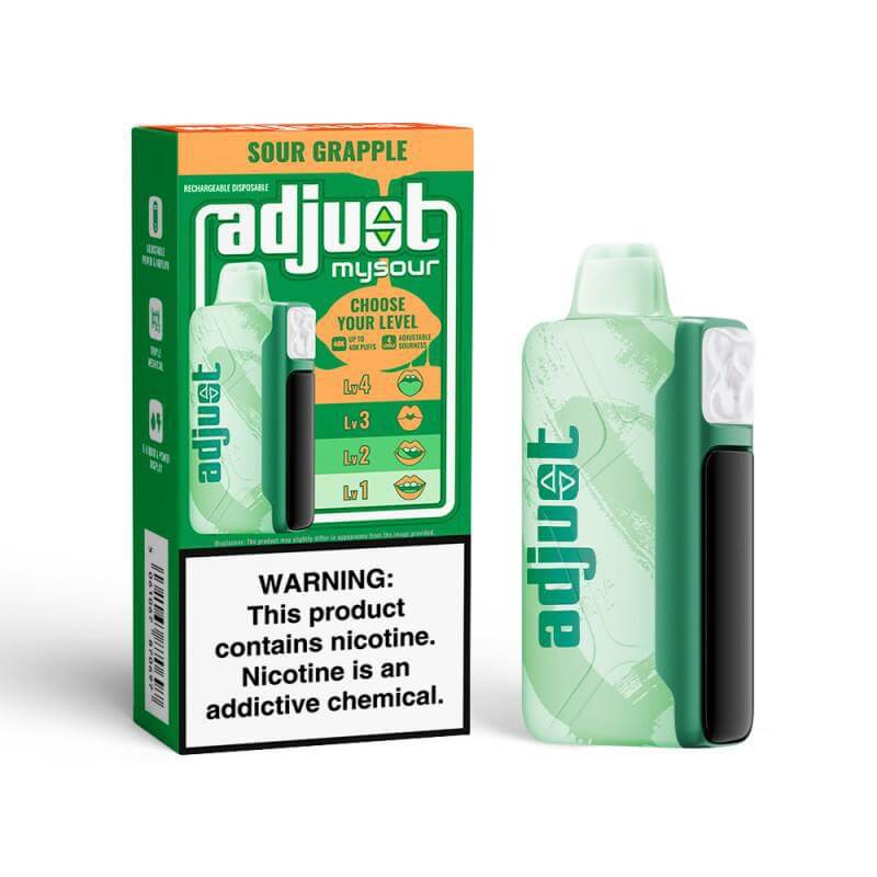 Adjust MySour 40K Disposable Vape in Sour Grapple Flavor with customizable sour levels.