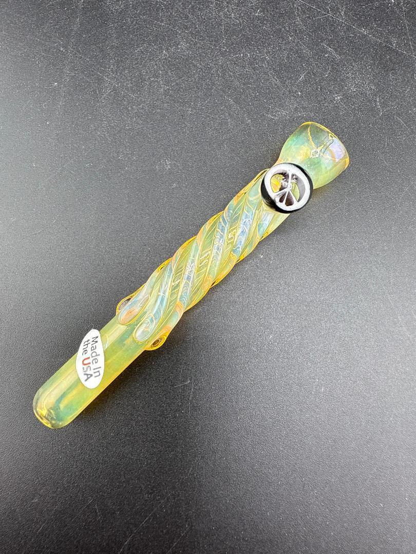 Home Blown Glass Chillum Pipe – Fumed & Twisted w/ Millie Accent showcasing twisted design and millie detail.