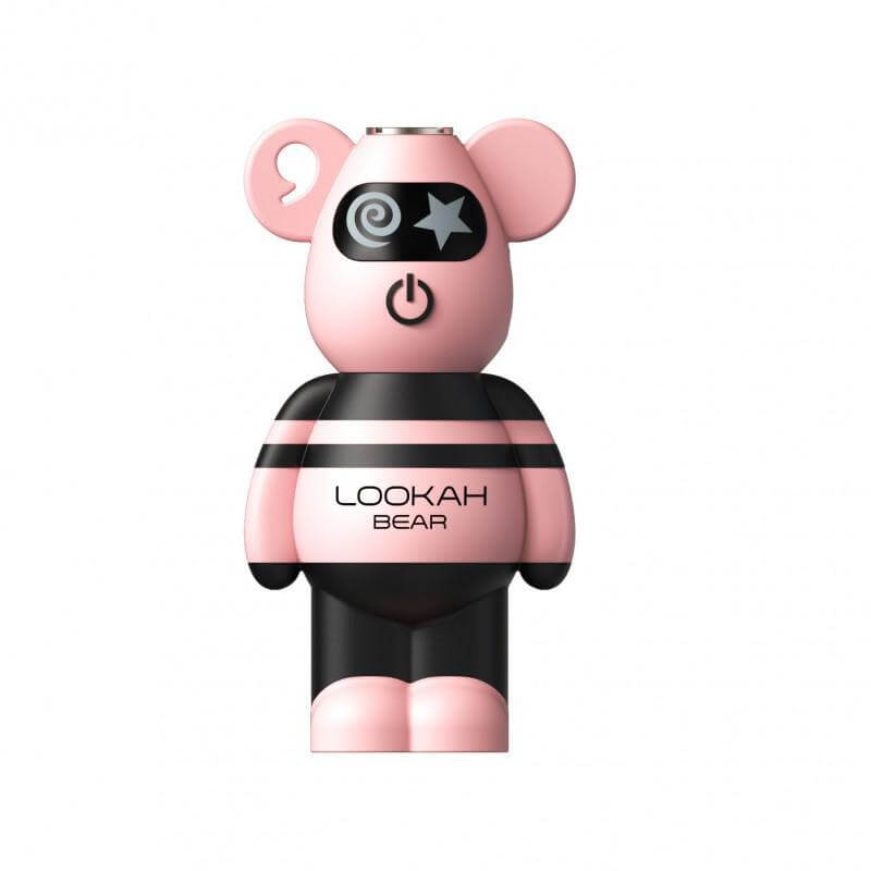 Lookah Bear 510 battery in limited edition pink design, featuring cute bear shape and lanyard hole for convenience.