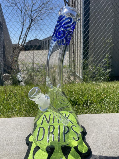 MJHoG 12" Flower Beaker – Bent Neck w/ Color Accent