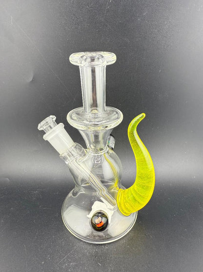 Pugsley Glass Straight Neck Jammer w/ Colored Horn & opal 10mm 45°