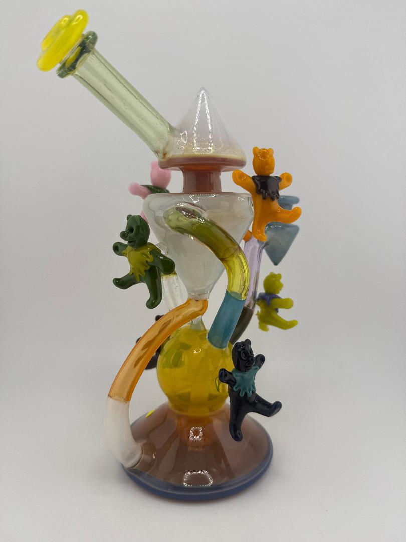 Mank Glass Grateful Dead Dancing Bears Multi Colored recycler 10mm 90°