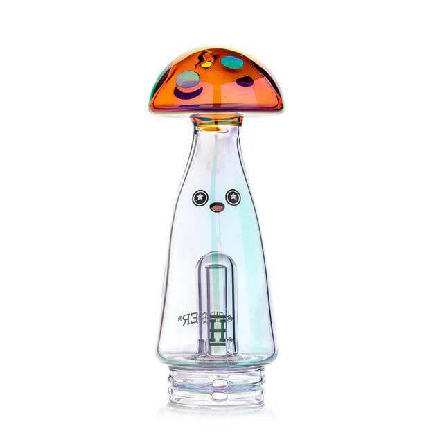 Hemper Trippy Shroom Puffco Peak Attachment with colorful mushroom cap design for enhanced dabbing sessions.