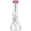 AFM Glass 8" Colored Lip Clear Mini Beaker T595 14mm 45° with Pink Accent and Clear Body