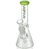 AFM Glass 8" Colored Lip Clear Mini Beaker T595 14mm 45° with green lip and clear body