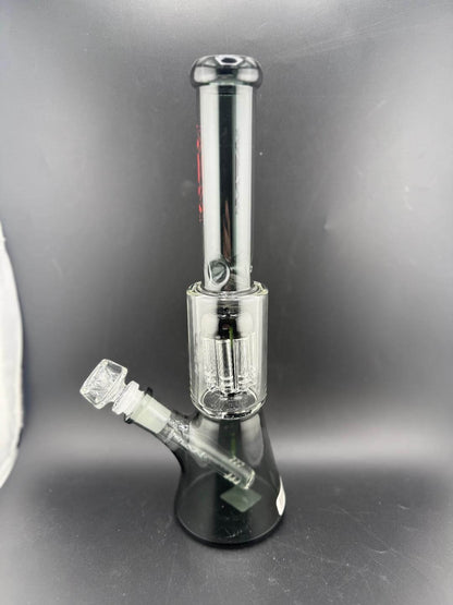 AFM Glass NB5935 10" Grey Dual Perc 14mm 45° - durable smoke grey borosilicate glass with dual percolators.