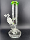 AFM Glass T596 Straight 14mm 45° tube with a green accent and clear glass body, showcasing its bold design.