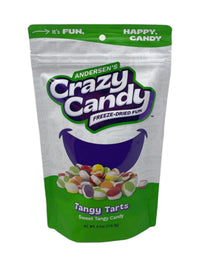 Andersen's Crazy Candy Freeze Dried ( Tangy Tarts) colorful sweet tangy candy packaging.