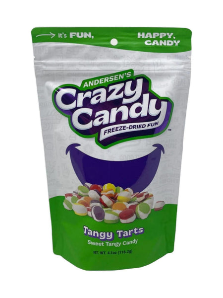 Andersen's Crazy Candy Freeze Dried ( Tangy Tarts) colorful sweet tangy candy packaging.