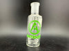 Antidote Glass 14mm 90° Ash Catcher with logo on transparent borosilicate glass design.