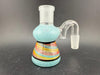 Antidote Glass14mm 90° Retti Line Worked Ash Catcher with colorful line work in turquoise and red.