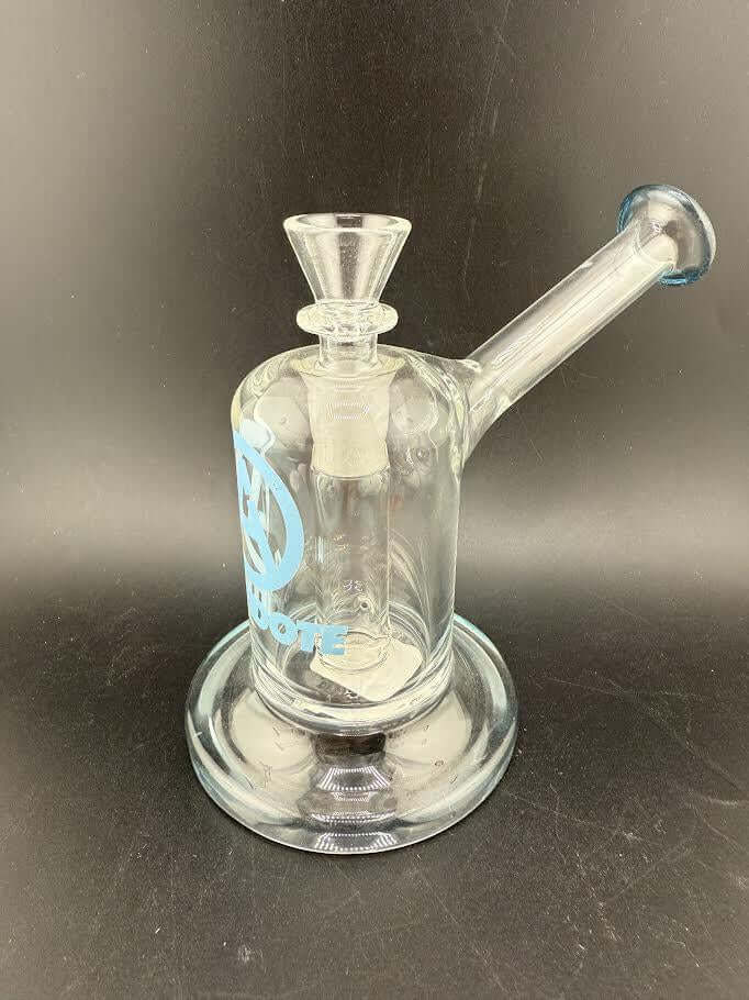 Antidote Glass Capsule Rig 14mm 90° with clear body and colored accents on a black background.