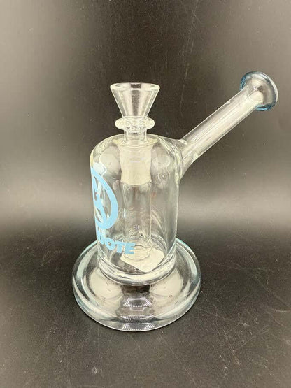 Antidote Glass Capsule Rig 14mm 90° with clear body and colored accents on a black background.