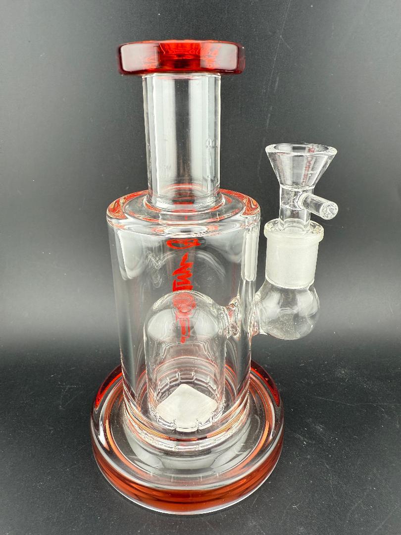 Antidote Glass Mini Mobster 6" Rig 14mm 90° - Clear with Red Accents for Smooth Hits