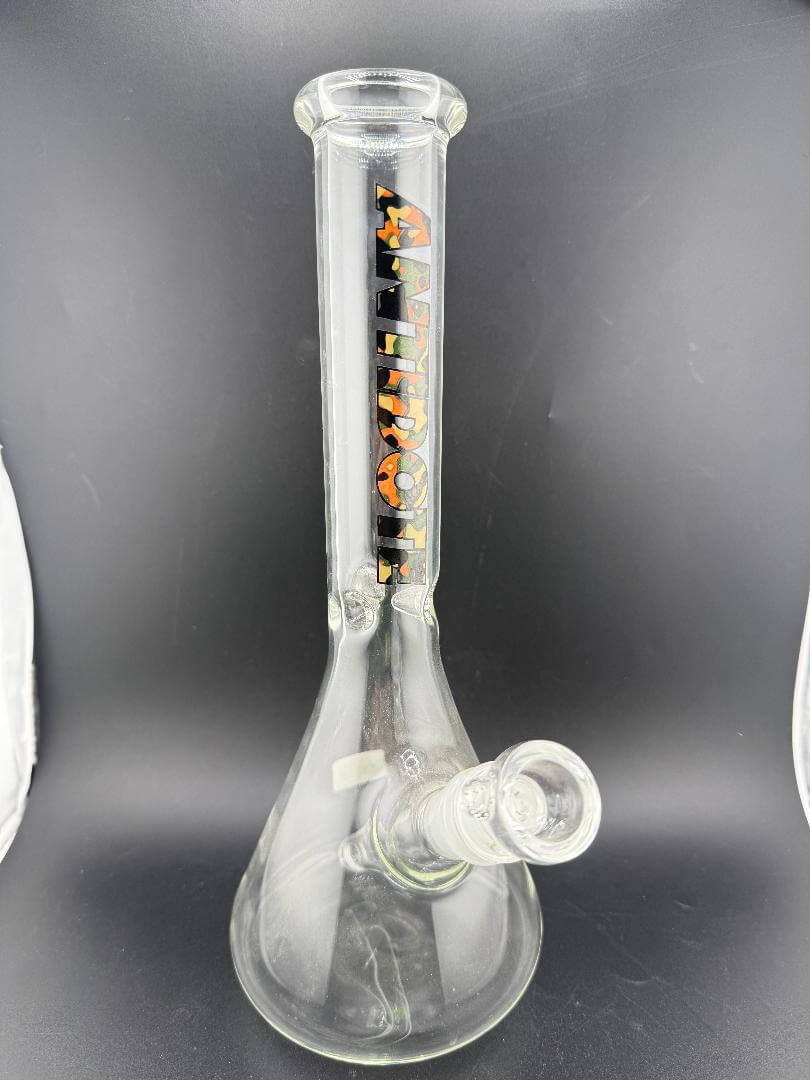 Antidote Glass Slim Beaker Camo Logo 14mm 45° showcasing sleek design and premium glass craftsmanship.