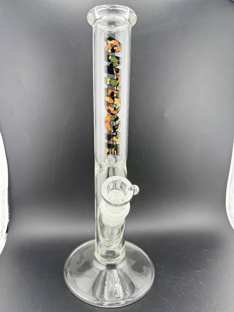 Antidote Glass Slim Straight Tube 14mm 45° with Camo logo design, made of premium borosilicate glass.
