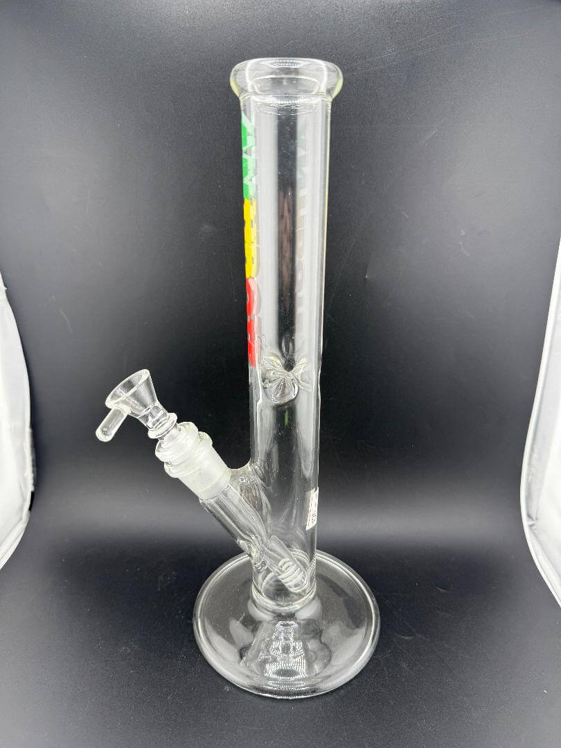 Antidote Glass Slim Straight Tube 14mm 45° with colorful logo on a black background.