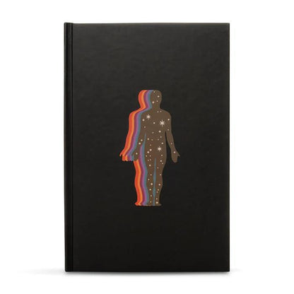 Ark Made The Self Lined Journal with colorful cosmic design on a black cover.