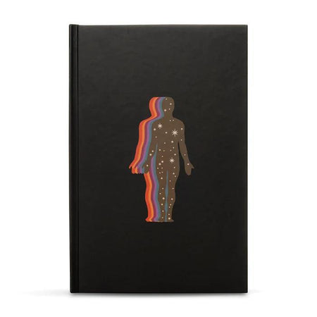 Ark Made The Self Lined Journal with colorful cosmic design on a black cover.