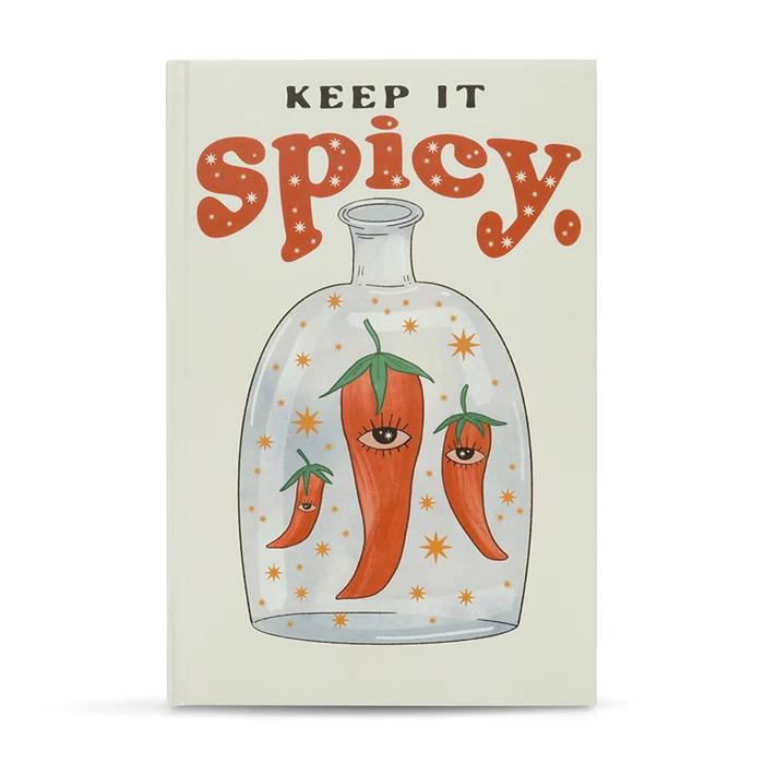 Ark Made Spicy Lined Journal featuring whimsical design with chili peppers and the phrase 'Keep It Spicy'.