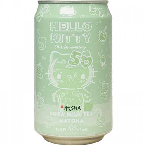 A-Sha Hello Kitty 50th Anniversary Boba Milk Tea can design featuring Hello Kitty and 50th Anniversary theme.