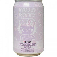 A-Sha Hello Kitty 50th Anniversary Boba Milk Tea Taro can with pastel design celebrating 50 years of Hello Kitty.