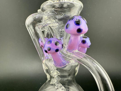 Crondo Glass Clear Recycler Rig W Purple Mushroom Growth 10mm 90°