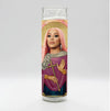 Bobbyk Saint Candles featuring a tall white prayer candle with a pop culture icon design.