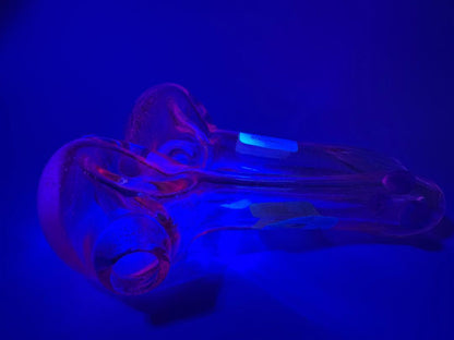Crondo Glass Dry Pipe - Clear / UV Pink w/ Purple Accents