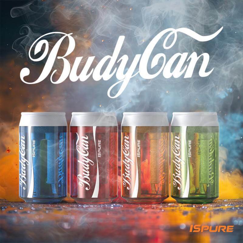 iSpure BudyCan Bubbler - portable water pipe resembling beverage cans, ideal for discreet dabbing and smoking.
