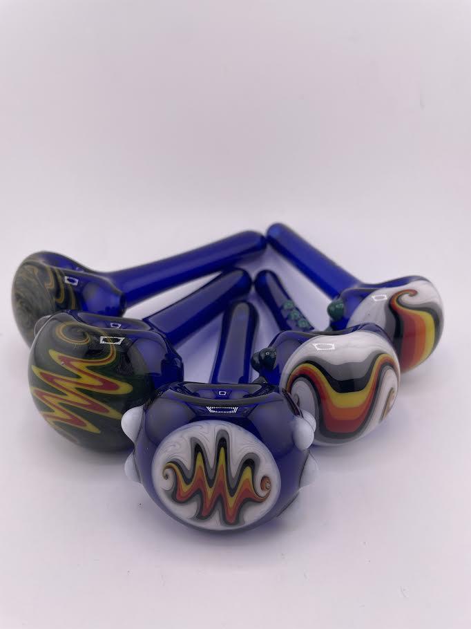 Filla John Glass Hand Pipe - Cobalt w/ Wig Wag Cap