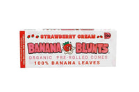 Banana Blunts Strawberry Cream organic pre-rolled cones, made from 100% banana leaves, tobacco-free and delicious.