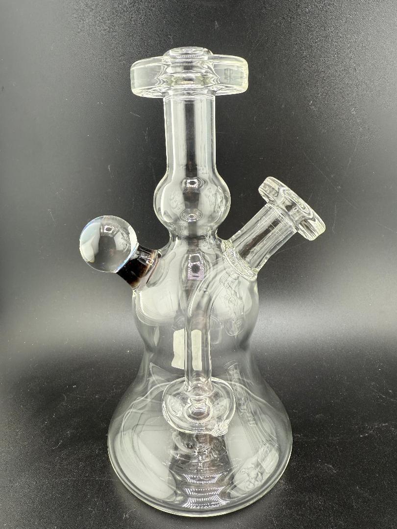 Bowman Glass V1 Clear 10mm 45° joint with opal marble accent, handcrafted in Spokane, Washington.