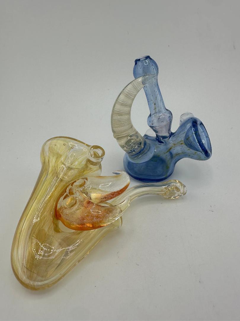 Brando Glass Dry Pipe - Fumed With Horns