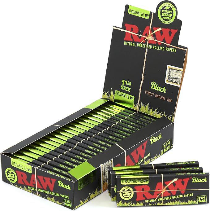 RAW Rolling Papers Organic Hemp Black 1 1/4