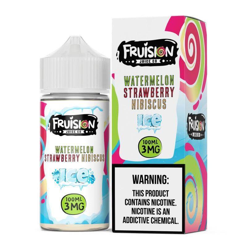 Fruision Juice Co Watermelon Strawberry Hibiscus ICE 100ml e-liquid for sub-ohm vaping with bold flavors and 3mg nicotine.