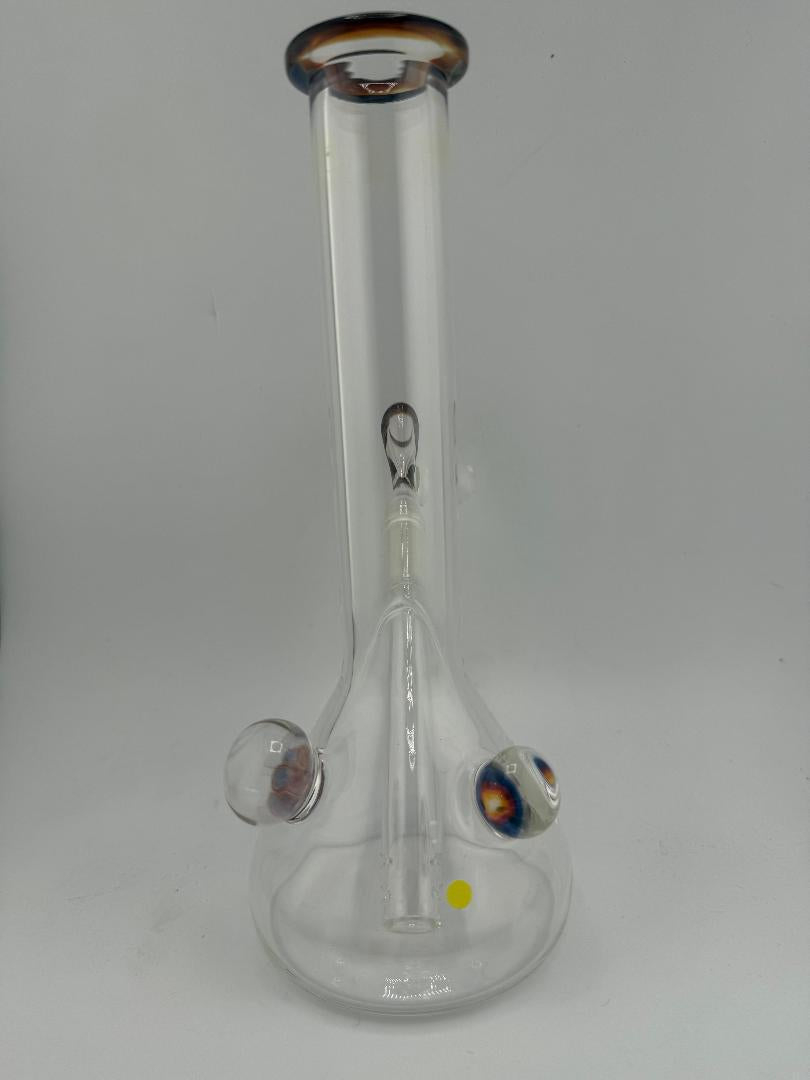 Lylo Glass Color Accent Medium Beaker 14mm, handcrafted bong with bold color accents and scientific design.