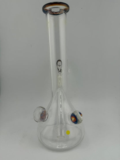 Lylo Glass Color Accent Medium Beaker 14mm, handcrafted bong with bold color accents and scientific design.