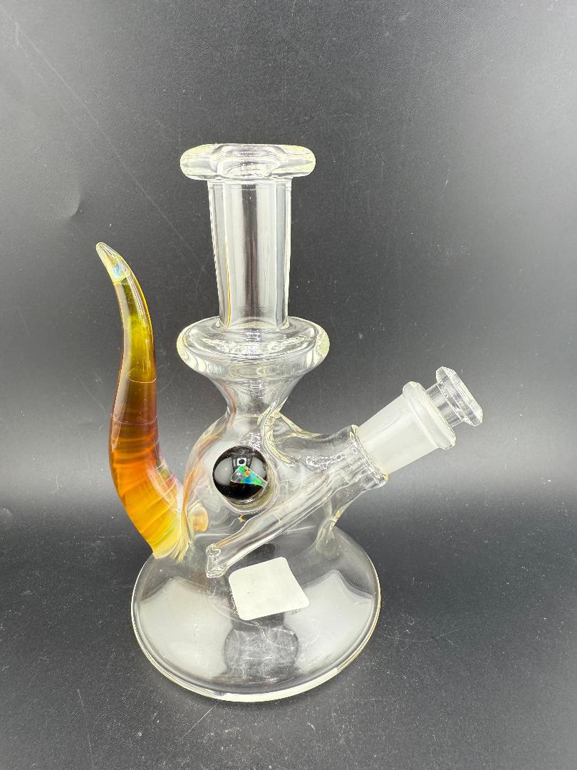 Pugsley Glass Straight Neck Jammer w/ Colored Horn & opal 10mm 45°