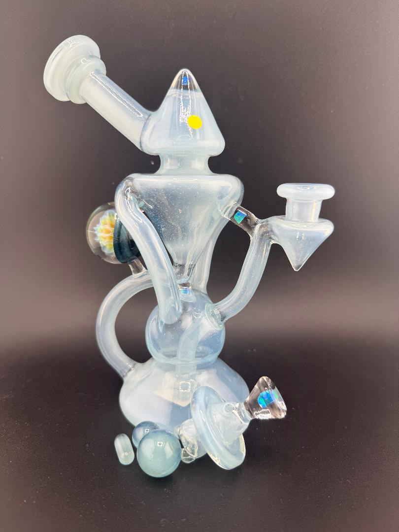 Mank Glass Blue Recycler Set 10mm 90° w/ Cap & Slurper Set