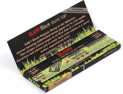 RAW Rolling Papers Organic Hemp Black 1 1/4