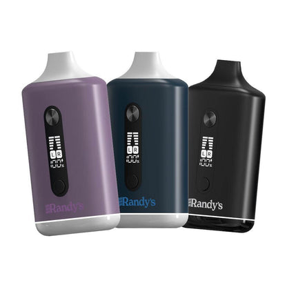 Randy's Inspo Dual vape device in Noir Black, Lilac Purple, and Steel Blue colors, showcasing sleek designs.