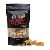 RAW Black Pre-Rolled Tips – Extra Wide – 50 Pack