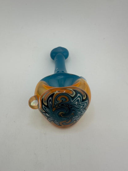 Mank Glass Dry Pipe - Full Color w/ Wig Wag Cap & Opal Attachment