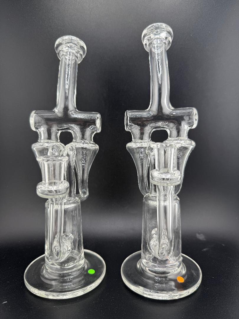 Domer Glass Clear  10mm Recycler That Looks Expensive Spokane Washington Domer double Facing Forawrd 2 