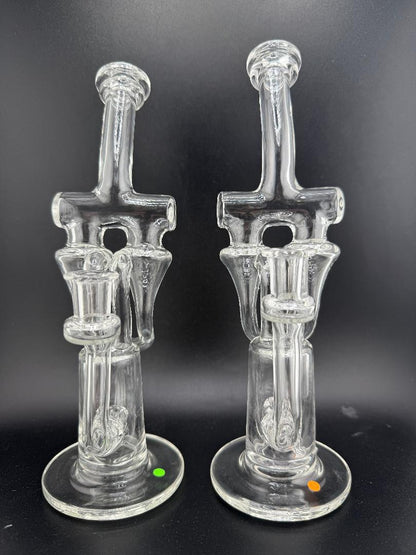 Domer Glass Clear  10mm Recycler That Looks Expensive Spokane Washington Domer double Facing Forawrd 2 