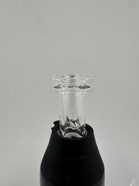 MJHoG Puffco Proxy Core Mouth Piece - Clear showcased on a black device, highlighting its handcrafted borosilicate glass design.