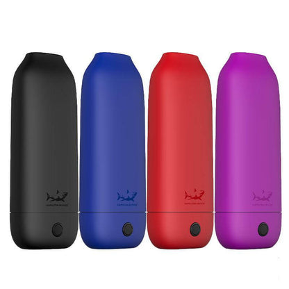 Cloak V2 vape device in black, blue, red, and purple colors showcasing its stylish design and voltage settings.