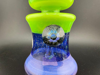Crondo Glass Dichroic Slyme & Purple Banger Hanger w/ Opal Marble 14mm 90°