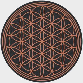 Clay Flower MoodMat featuring intricate floral design, made with sustainable LAVA RUBBER, 12 inches in diameter.